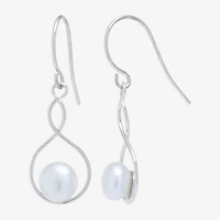Silver Treasures Womens White Cultured Freshwater Pearl Sterling Silver Drop Earrings