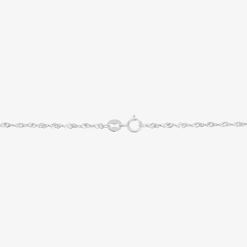 14K White Gold 20" Sparkle Singapore Chain Necklace