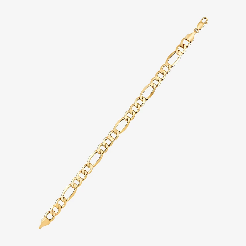 Mens 10K Gold 9 Inch Hollow Figaro Chain Bracelet