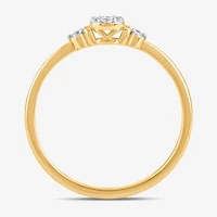 Diamond Blossom Womens 1/10 CT. T.W. Lab Grown White 10K Gold Round Delicate Cocktail Ring