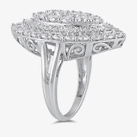 Womens 4 CT. T.W. Lab Grown White Diamond 10K Gold Marquise Cluster Halo Cocktail Ring