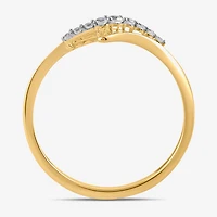 Womens 1/10 CT. T.W. Lab Grown White Diamond 10K Gold Delicate Midi  Cocktail Ring