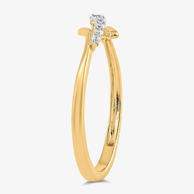 Womens 1/10 CT. T.W. Lab Grown White Diamond 10K Gold Delicate Midi Cocktail Ring