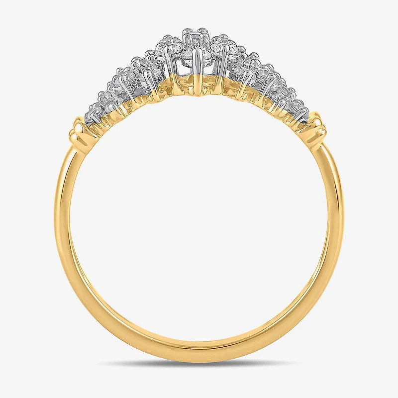 Womens 3/8 CT. T.W. Lab Grown White Diamond 10K Gold Cluster Cocktail Ring
