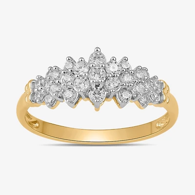 Womens 3/8 CT. T.W. Lab Grown White Diamond 10K Gold Cluster Cocktail Ring