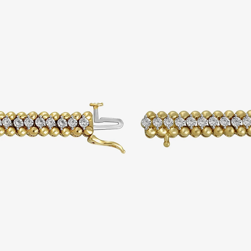 (I1-I2/ H) Womens 1/2 CT. T.W. Lab Grown White Diamond 14K Gold Over Silver 7.25 Inch Tennis Bracelet