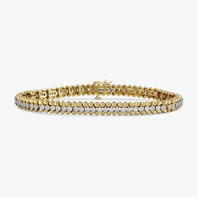 (I1-I2/ H) Womens 1/2 CT. T.W. Lab Grown White Diamond 14K Gold Over Silver 7.25 Inch Tennis Bracelet