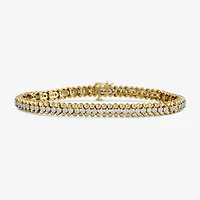 (I1-I2/ H) Womens 1/2 CT. T.W. Lab Grown White Diamond 14K Gold Over Silver 7.25 Inch Tennis Bracelet