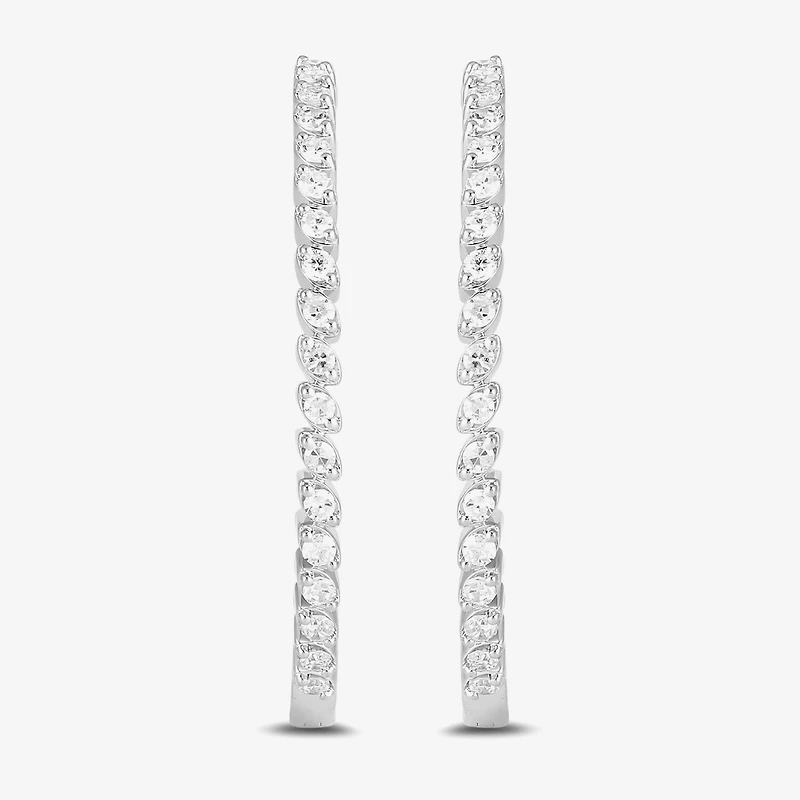 Womens 1/2 CT. T.W. Lab Grown White Diamond Sterling Silver 30mm Hoop Earrings