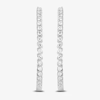 Womens 1/2 CT. T.W. Lab Grown White Diamond Sterling Silver 30mm Hoop Earrings