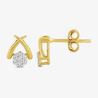 Diamond Blossom 1/10 CT. T.W. Lab Grown White Diamond 14K Gold Over Silver 8.2mm Flower Stud Earrings