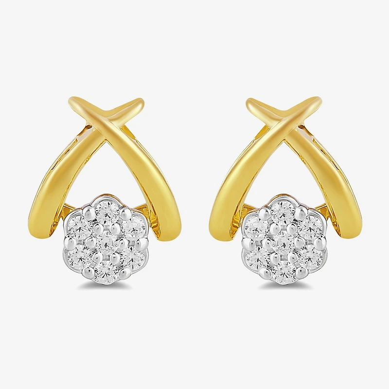 Diamond Blossom 1/10 CT. T.W. Lab Grown White Diamond 14K Gold Over Silver 8.2mm Flower Stud Earrings