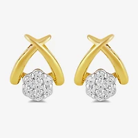 Diamond Blossom 1/10 CT. T.W. Lab Grown White Diamond 14K Gold Over Silver 8.2mm Flower Stud Earrings