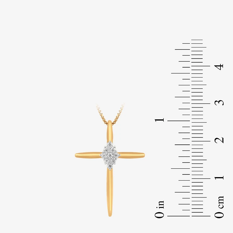 Diamond Blossom Womens 1/10 CT. T.W. Lab Grown White Diamond 14K Gold Over Silver Cross 18 Inch Pendant Necklace