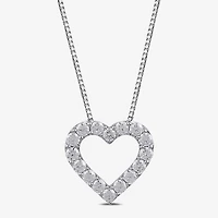 Womens 1/2 CT. T.W. Lab Grown White Diamond Sterling Silver Heart 18 Inch Pendant Necklace
