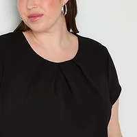 Liz Claiborne Texture Womens Plus Round Neck Short Sleeve Blouse
