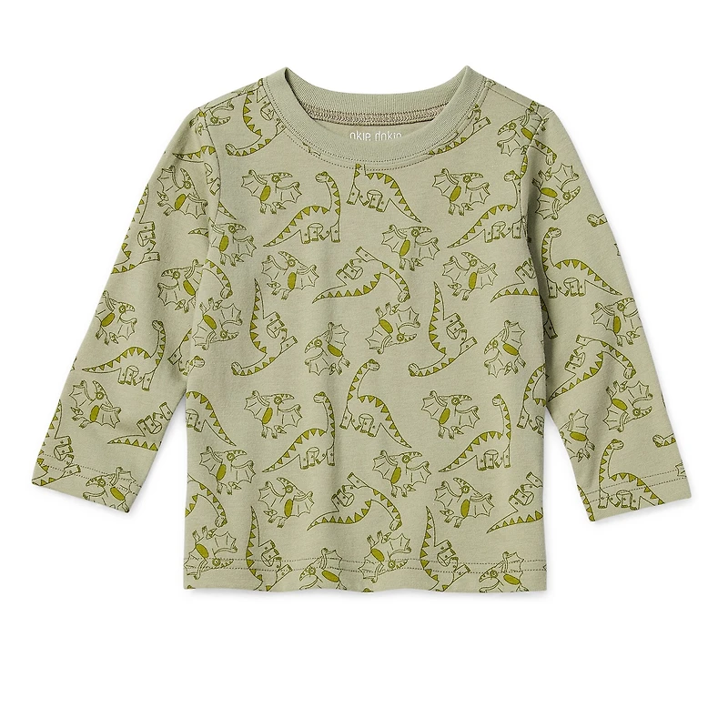 Okie Dokie Baby Boys Crew Neck Long Sleeve Regular Fit Graphic T-Shirt