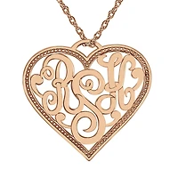 Personalized Script Monogram Initials Heart Pendant Necklace