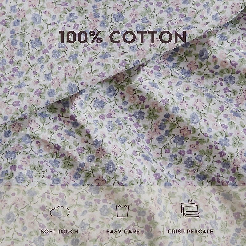 Laura Ashley 200tc 100% Cotton Percale Sheet Set