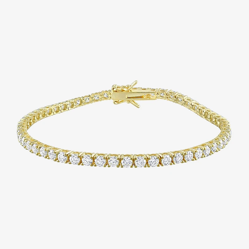 Womens Lab Created White Moissanite 18K Gold Over Silver 8 Inch Tennis Bracelet