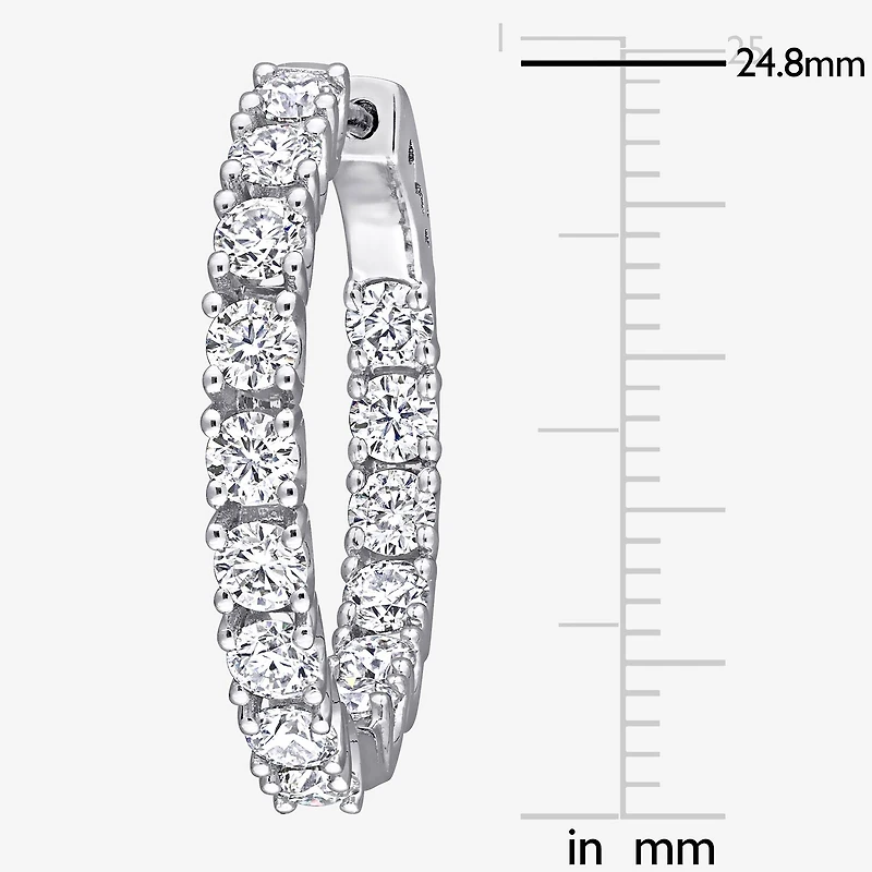 Womens 3 CT. T.W. Lab Created White Moissanite Sterling Silver 24.8mm Hoop Earrings