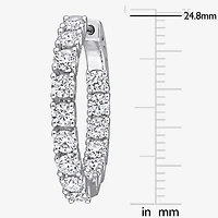 Womens 3 CT. T.W. Lab Created White Moissanite Sterling Silver 24.8mm Hoop Earrings