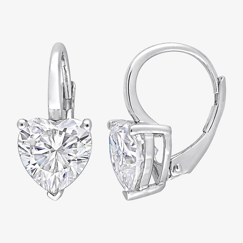 Womens 4 CT. T.W. Lab Created White Moissanite Sterling Silver Heart Drop Earrings