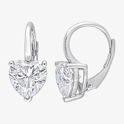 Womens 4 CT. T.W. Lab Created White Moissanite Sterling Silver Heart Drop Earrings