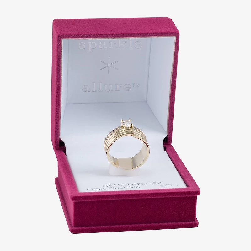 Sparkle Allure Wrap Womens Cubic Zirconia Pure Silver Over Brass Round Cocktail Ring