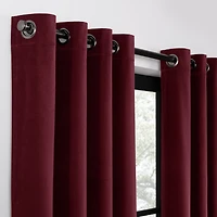 Eclipse Luxury Cotton Velvet Grommet Top Energy Saving 100% Blackout Single Curtain Panel