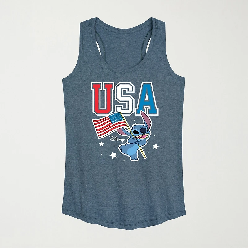 Usa Stitch Womens Crew Neck Sleeveless Tank Top
