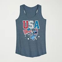 Usa Stitch Womens Crew Neck Sleeveless Tank Top