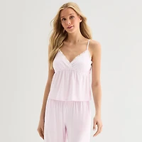 Arizona Body Cloud Kissed Womens V Neck Sleeveless Juniors Pajama Top