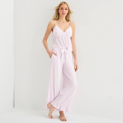 Arizona Body Cloud Kissed Womens V Neck Sleeveless Juniors Pajama Top