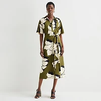 Worthington Womens Short Sleeve Tie Belt Shirt Dress