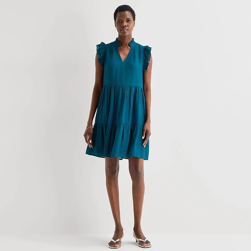 52seven Womens Notch Neck Sleeveless Shift Dress