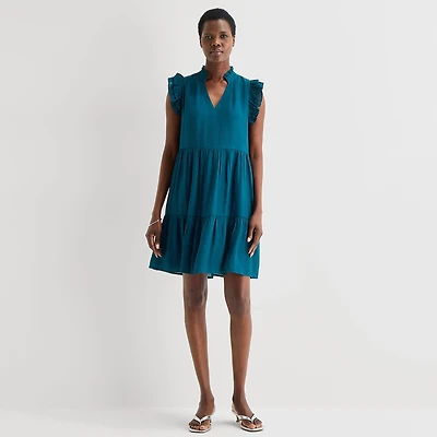 52seven Womens Notch Neck Sleeveless Shift Dress