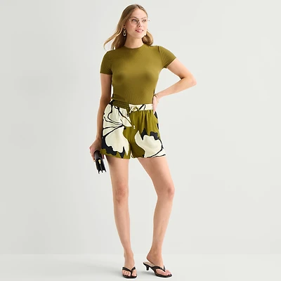 Worthington Womens High Rise Pull-On Short