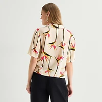 Worthington Womens Short Sleeve Camp Shirt