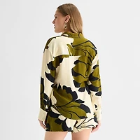 Worthington Womens Cuffed Long Sleeve Oversized Button-Down Shirt