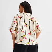 Worthington Womens Short Sleeve Camp Shirt