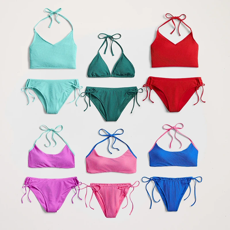 Arizona Womens Lined Textured Juniors Cheeky Hipster Bikini Swimsuit Bottom