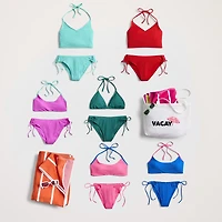 Arizona Womens LINED Textured Juniors Cheeky Hipster Bikini Swimsuit Bottom