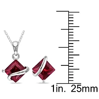 Lab-Created Ruby Sterling Silver Earrings & Pendant Necklace 2-Piece Set
