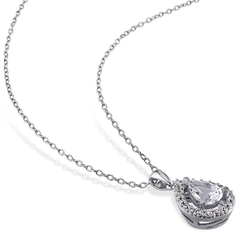Lab-Created White Sapphire Sterling Silver Earrings & Pendant 2-Piece Set 