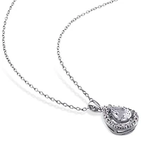 Lab-Created White Sapphire Sterling Silver Earrings & Pendant 2-Piece Set 