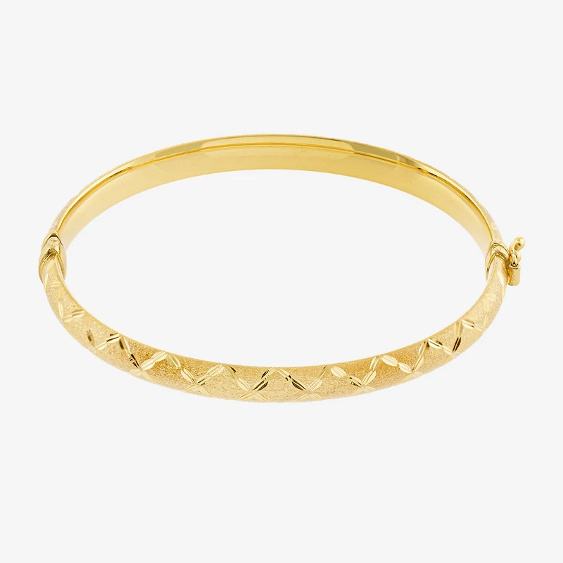 Diamond Cut Womens 14K Two Tone Gold Over Silver Bangle Bracelet