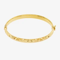 Diamond Cut Womens 14K Two Tone Gold Over Silver Bangle Bracelet
