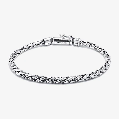 Bali Inspired Womens Sterling Silver Semisolid Byzantine Chain Bracelet