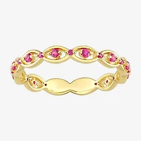 Womens Lab Created Red Ruby 18K Gold Over Silver Stackable Ring